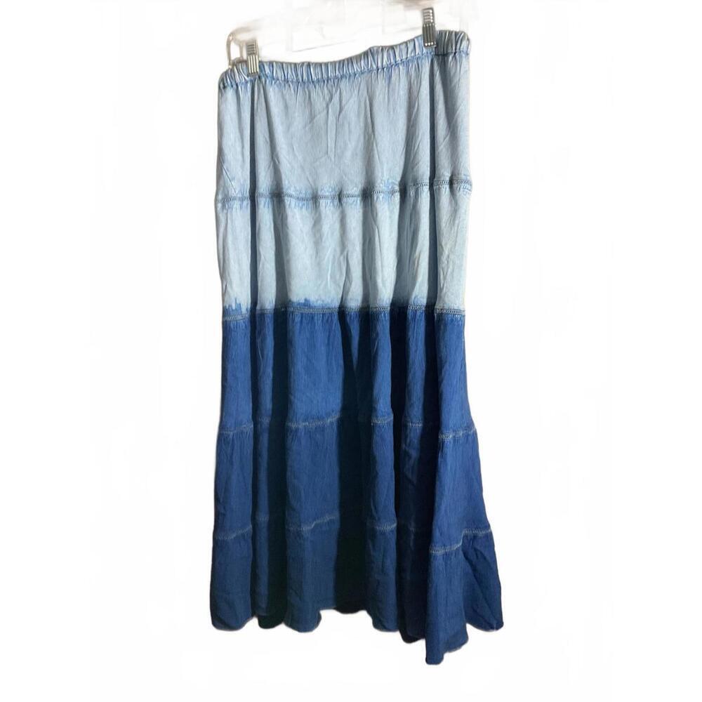 Studio West Beautiful Blue Ombre Maxi Skirt - Comfortable & Stylish Petite Med